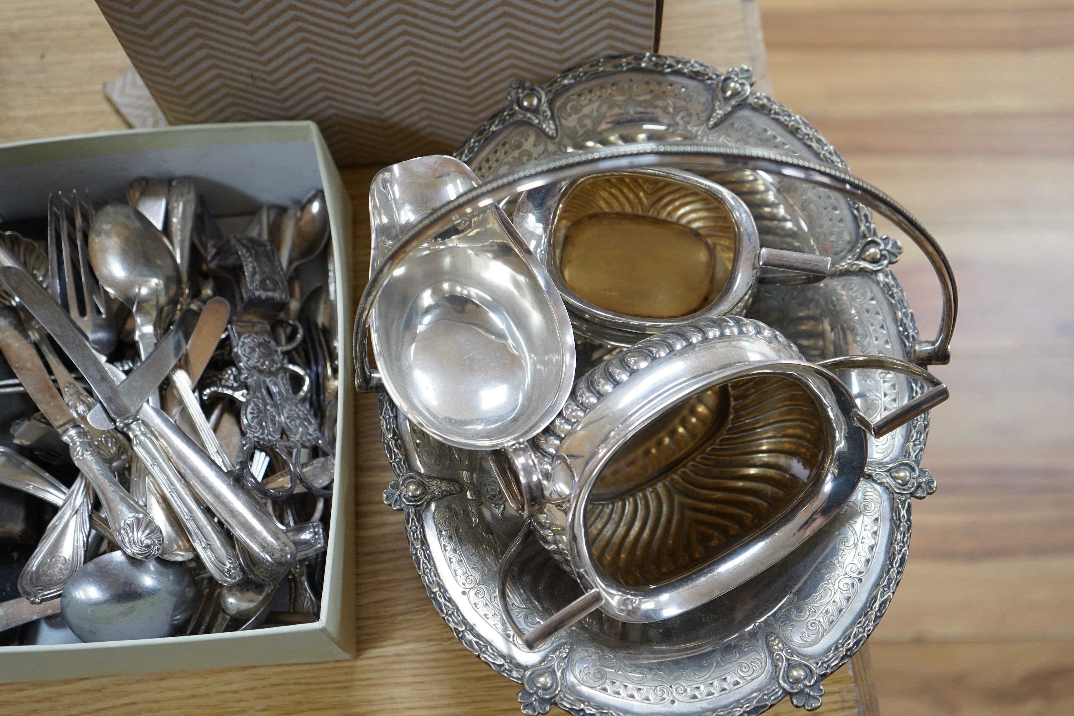 Plated wares and Various cut throat and safety razors